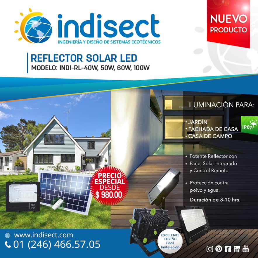 lampara solar tipo reflector - indisect